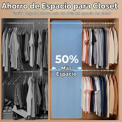 Vista 5 de HOUSE DAY Perchas de plástico negro, paquete de 30 perchas de plástico con ganchos de correa integrados, colgador delgado que ahorra espacio
