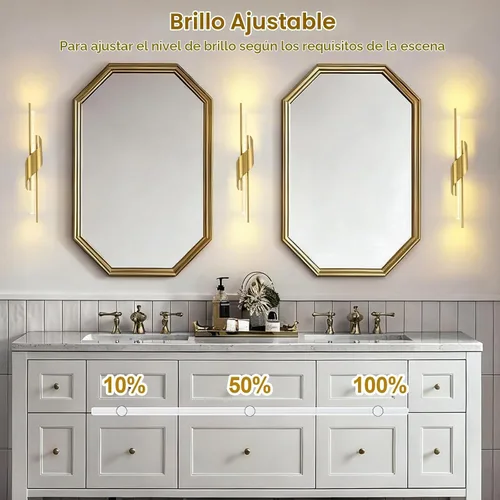 Vista 4 de camuucci Battery Operated Wall Sconces Set of 2, Modern Wireless Lights Dorado