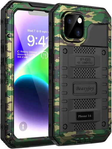 Vista 30 de Beasyjoy Funda impermeable de metal para iPhone 11, resistente, a prueba de golpes, a prueba de polvo, protección resistente, pantalla incorporada