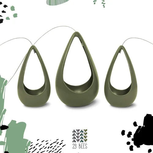 Vista 3 de 23 Bees, Soporte colgante para plantas de aire, maceta de cerámica con colgador verde, contenedor pequeño flotante para suculentas, soportes