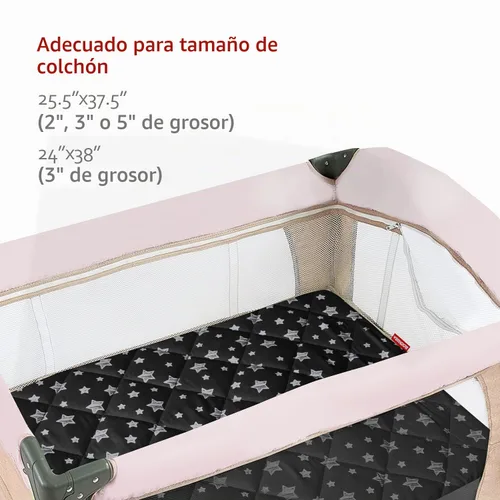 Vista 6 de Sábanas Ajustables para Pack and Play, Transpirables Gruesas para Parque de Juegos con Estampado Encantador 39"×27"×5" Compatible con Graco Pack n