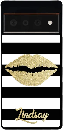 Vista 5 de Golden Gold Lips - Funda de goma negra personalizada compatible con Google Pixel 10, 10 Pro, 10 Pro XL, 9a, 9 Pro, Pixel 9, Pixel 9 Pro XL, 8a, 8