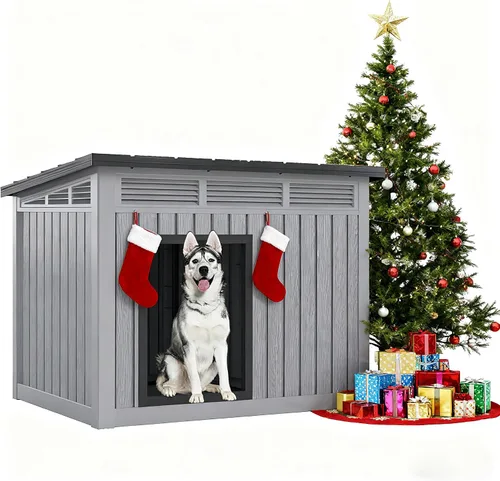 Vista 9 de Fancyango Casa grande para perros para interiores y exteriores, resistente a la intemperie y techo extraíble, se adapta a perros pequeños a grandes