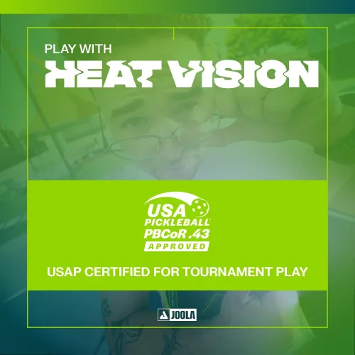 Vista 5 de JOOLA Agassi Heat Vision 16mm Pala de pickleball - Nueva forma con zona de punto dulce extendida - Superficie de fibra de carbono texturizada
