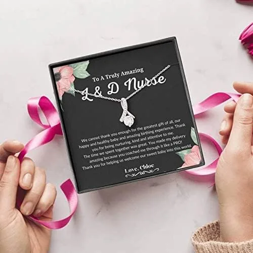 Vista 3 de Joyería para tarjetas de mensaje regalos personalizados, regalo para enfermera, trabajo y parto, collar de enfermera, regalo para trabajo y parto