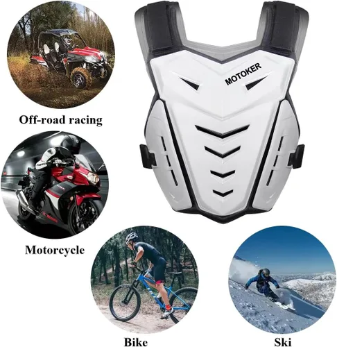 Vista 4 de Protector de pecho para motocross para adultos y jóvenes, chaleco protector para motocicleta, protector trasero para bicicleta de tierra y carreras