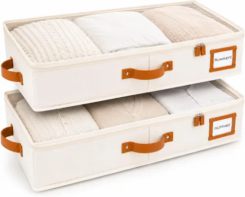Vista 12 de HOMELUX THEORY 2 piezas de contenedores de almacenamiento debajo de la cama, organizador de cajones debajo de la cama con compartimentos y tapas