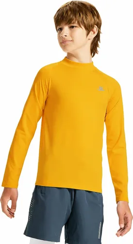 Vista 52 de DEVOROPA Youth Boys Compression Thermal Shirt Long Sleeve Kids Fleece Baselayer Soccer Baseball Undershirt Slim/Regular/Husky Cuello redondo-negro
