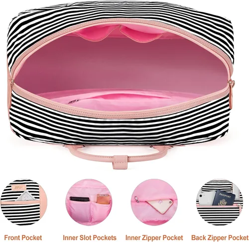 Vista 117 de IBFUN Bolsas de fin de semana para mujer, bolsa grande de lona para viaje, bolsa de viaje con compartimento para zapatos, 21 pulgadas, juego de 3