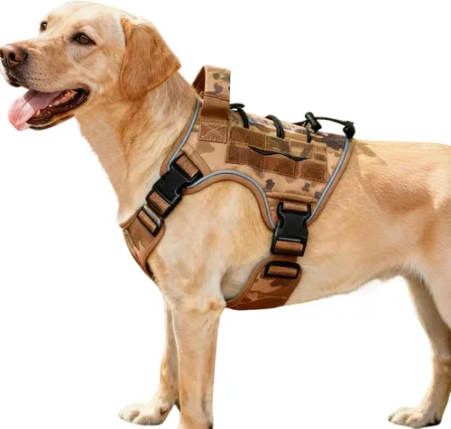 Vista 67 de Arnés táctico para perros grandes, chaleco reflectante ajustable sin tirones con sistema Molle, control de grado militar K9 para entrenamiento