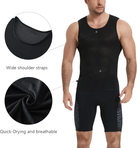 Vista 2 de Santic Ciclismo capa base para hombre Ciclismo Tank Top sin mangas Ciclismo Jersey Undershirt Chaleco de secado rápido estrella