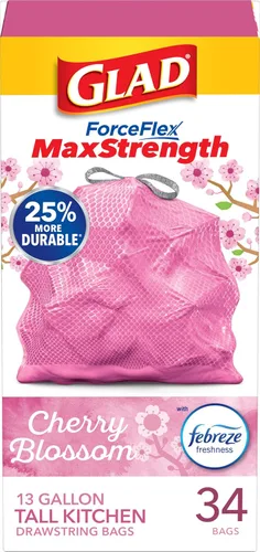 Vista 14 de Glad ForceFlex MaxStrength - Bolsas de basura para cocina, 13 galones, Bahama Bliss Febreze, 90 unidades (el paquete puede variar)