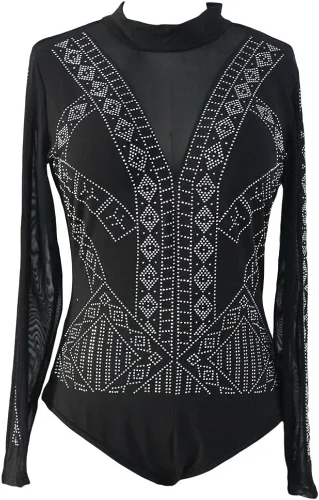 Vista 3 de Lrady - Body de malla traslúcida con cuello de tortuga para mujer, tipo leotardo
