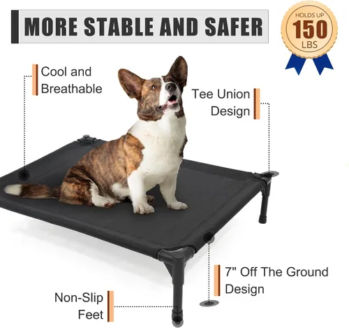 Vista 3 de Garnpet Cama elevada para perros pequeños, cuna elevada para perros que se adapta a hasta 150 libras, catres resistentes para mascotas con malla