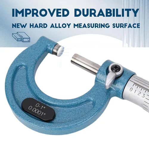 Vista 7 de Outside Micrometer 0-1 Inch 0.0001 Graduation Alloy Micrometer with Tungsten Carbide Anvil, Machinist Tool Set with Storage Box, Accurate