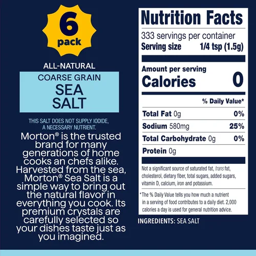 Vista 2 de Morton Sea Salt gruesa, 17.6 onzas (paquete de 6)