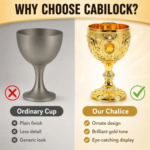 Vista 8 de Cabilock Copa medieval de cáliz vintage, copa de vidrio de chupito de latón dorado de 1.0 fl oz, copa de comunión, copa de cóctel para el hogar