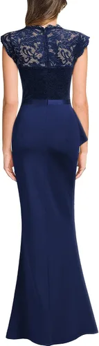Vista 2 de MISSMAY Vestido largo de boda formal sin mangas con encaje floral retro para mujer