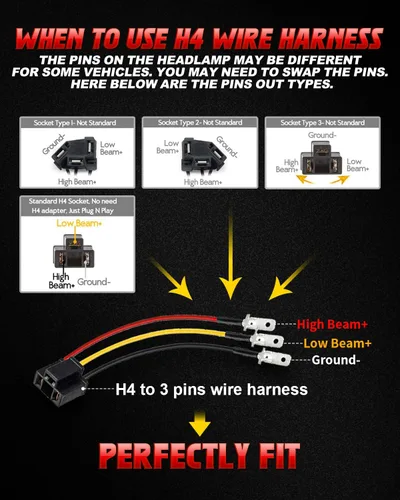 Vista 5 de LX-LIGHT 105W 1000% Brillante Faros LED Negros H6054 5x7 7x6 DRL Antirreflejos Haz Sellado Alto/Bajo Compatible con Jeep Wrangler YJ Cherokee XJ