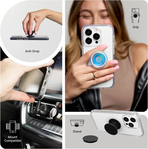 Vista 7 de PopSockets Agarre adhesivo para teléfono, soporte, soporte para teléfono, color negro (paquete de 3)