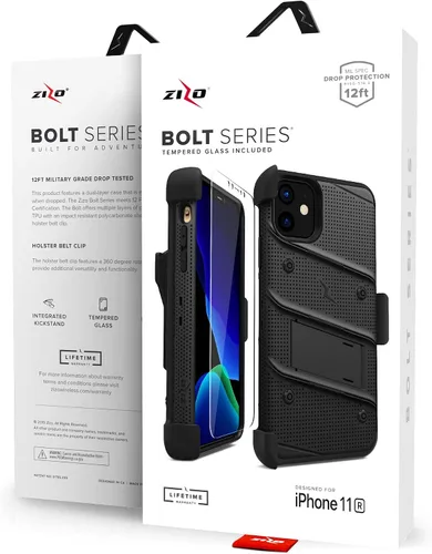 Vista 7 de Zizo Bolt Cover - Funda para iPhone 11 con grado militar, protector de pantalla de cristal, función atril y funda (color negro)