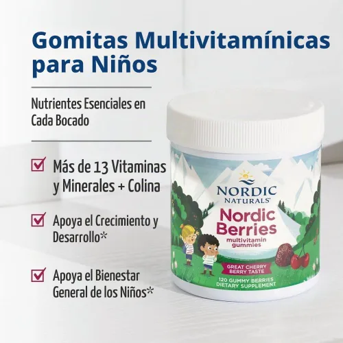 Vista 3 de Nordic Naturals Multivitamínico de bayas nórdicas, gomitas para niños, 120 unidades Delicious gummy berries make daily vitamins fun for kids 3+.
