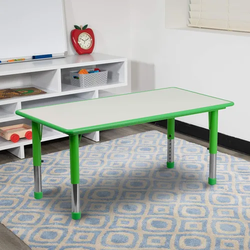 Vista 10 de EMMA + OLIVER Blue - Mesa de actividades de altura ajustable para niños de 47.25 x 23.5 pulgadas Altura ajustable, aprendizaje colaborativo, fácil
