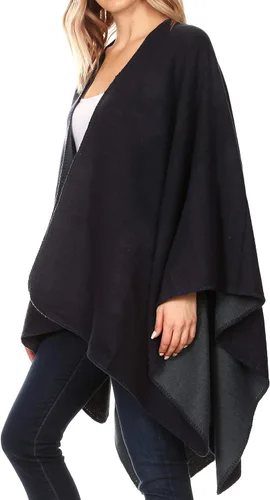 Vista 6 de Sakkas Mari - Manta reversible para mujer, diseño de poncho grande