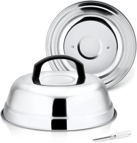 Vista 9 de Leonyo Tapa de cúpula de fusión de queso de 9 pulgadas, accesorios de plancha de acero inoxidable, cubierta duradera para cocinar al vapor