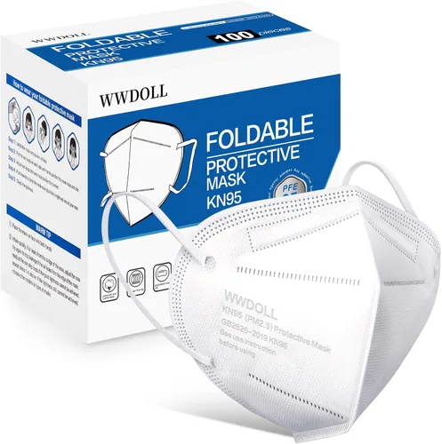Vista 10 de WWDOLL KN95 - Paquete de 100 mascarillas KN95 desechables transpirables de 5 capas para protección de adultos, color gris