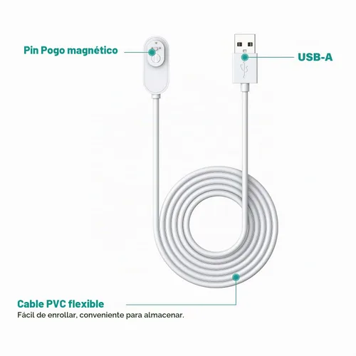 Vista 2 de TUSITA Cable de carga magnético para interiores compatible con Arlo Ultra 1 2, Pro 3 4 5 2K - 3M, color blanco