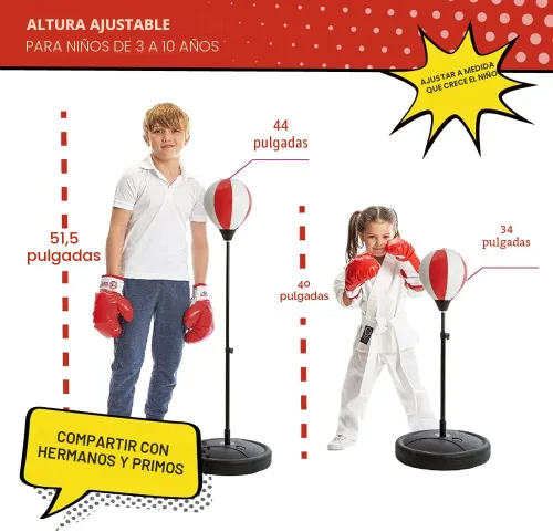 Vista 3 de Whoobli Punching Bag for Kids and Toddler Incl Boxing Gloves 3 4 5 6 7 8+ Years Old Adjustable Kids Boxing Bag with Stand Sports Toy for Boys