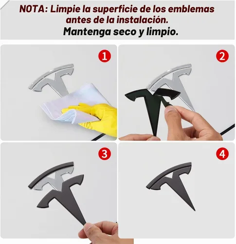 Vista 6 de Accesorios de emblema para Tesla Model 3 Logo Sticker 2023 2022-2017 Model 3 Calcomanías (negro)
