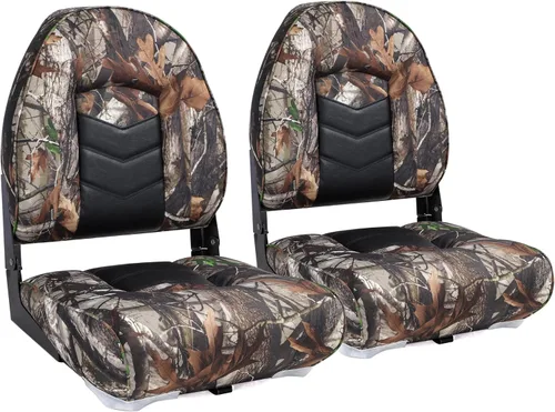 Vista 10 de NORTHCAPTAIN Asiento plegable para barco de pesca con respaldo alto, tornillos de acero inoxidable incluidos, camuflaje, 2 asientos