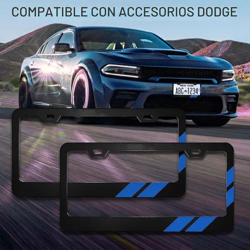 Vista 7 de YOSRTER 2 marcos de matrícula de aluminio para accesorios Dodge, marco de cubierta de matrícula, cubierta de matrícula mate, decoración delantera