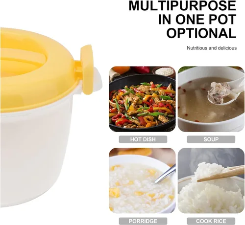 Vista 9 de Didiseaon Olla arrocera mini vaporera de viaje microondas fettuccine fideos utensilios de cocción microondas microondas olla de pasta Máquina