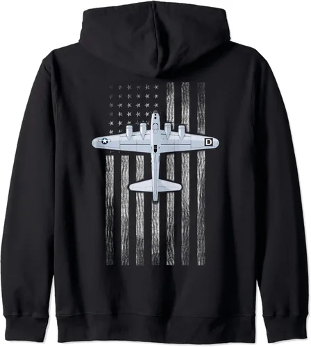 Vista 2 de Sudadera con capucha y cremallera 100th Bomb Group World War Two, Negro