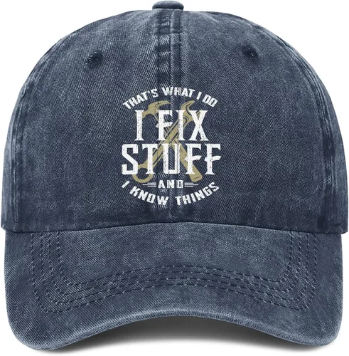 Vista 13 de I Fix Stuff and Know Things Sombrero para hombre, I Fix Things Hat, I Fix Stuff Hat, I Fix Things and I Know Stuff Hat 3 (negro)