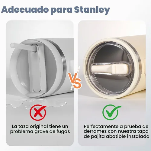 Vista 4 de Stanley - Juego de 2 tapas de repuesto para vasos Stanley H2.0 Quencher, cubierta de popote a prueba de polvo para tazas Stanley, diseño a prueba