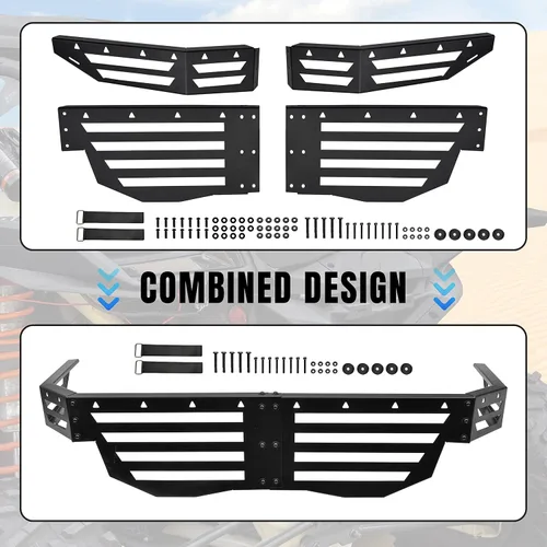 Vista 6 de Extensor de plataforma de carga trasera para Can Am Maverick X3 MAX 2017-2025 Accesorios, X3 Heavy Duty Steel Rear Cargo Bed Extender Rack Enclosure