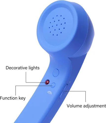Vista 2 de Auricular retro para teléfono, teléfono fijo, receptor de teléfono retro con botón de respuesta tipo C, cable de conexión con altavoces y control