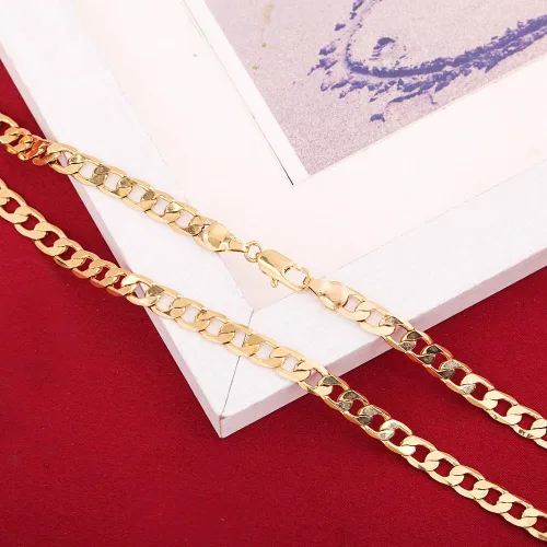 Vista 4 de Collar de cadena de eslabones cubanos chapados en oro de 24 quilates para hombre