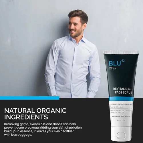Vista 7 de Exfoliante facial para hombres - Limpiador facial exfoliante con ingredientes naturales - Limpieza profunda para pieles grasas y propensas al acné