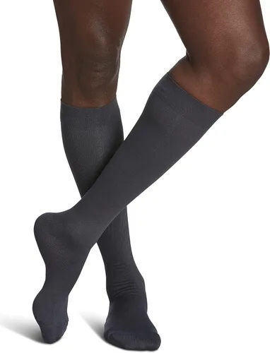 Vista 6 de SIGVARIS Calcetines altos de pantorrilla con punta cerrada de microfibra 820 para hombre 20-30mmHg, Negro