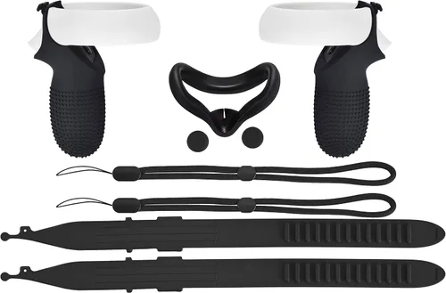 Vista 2 de XIAOGE Accesorios de control para Oculus Quest 2 con combo de cubierta facial accesorio de auriculares VR a prueba de sudor y anticolisión