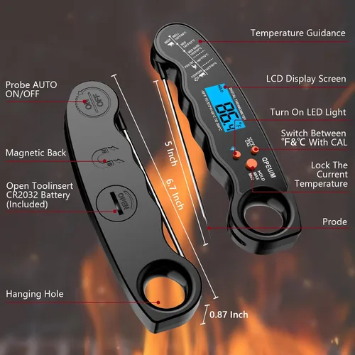 Vista 8 de Meat Thermometer Digital Instant Read, Food, Cooking, Grilling