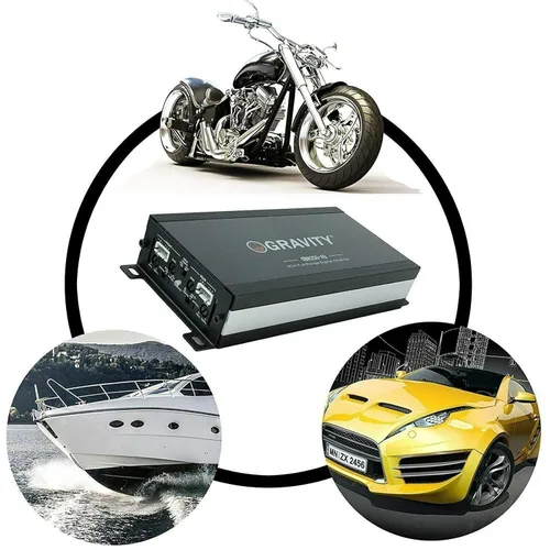 Vista 7 de Gravity GBR250.4D - Amplificador digital de 4 canales de rango completo - True 360W RMS, micro diseño ultra compacto, entradas estéreo RCA