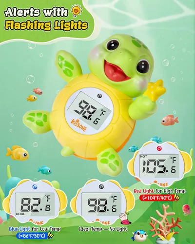 Vista 2 de Termómetro de baño para bebé, monitor digital de temperatura del agua para recién nacidos y niños pequeños, lecturas precisas de temperatura, sin