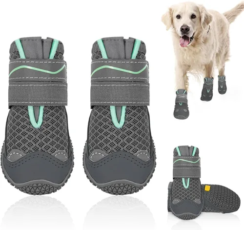 Vista 20 de SlowTon Zapatos para Perros para Perros Grandes, Pequeños y Medianos - Botas Transpirables para Perros para Pavimento Caliente de Verano, Protector