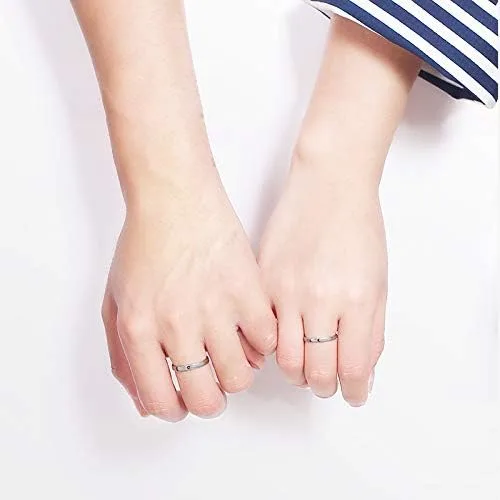 Vista 2 de Juego de 2 anillos a juego para parejas, anillos de promesa de sol y luna, anillos ajustables a juego para parejas, anillos de promesa, anillos